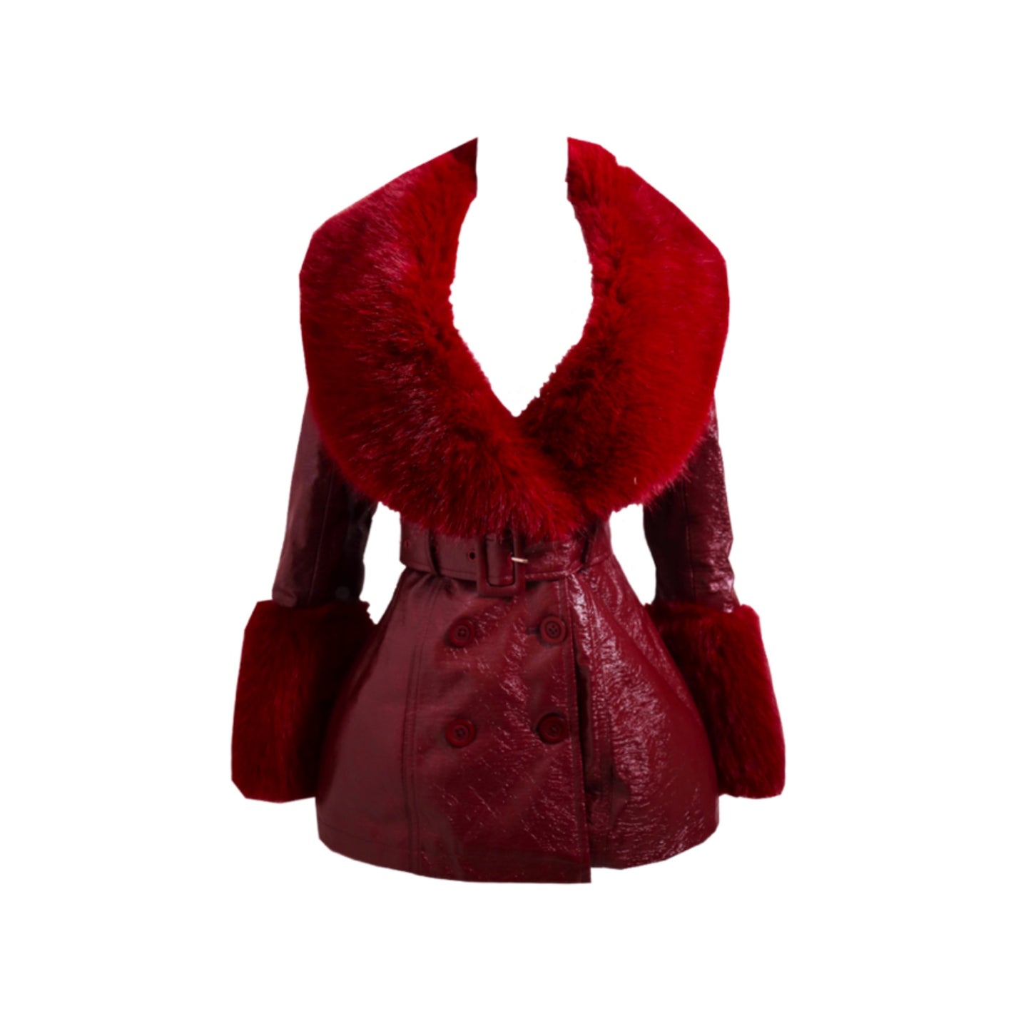 Crimson Faux Fur Coat